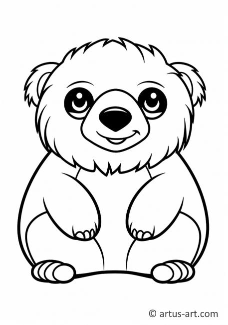 Página para colorir de urso-preguiça fofo